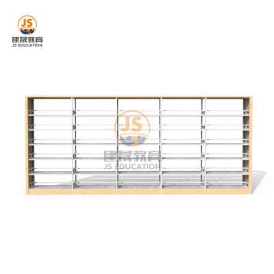 Simple steel wood book shelf bookshelf wholesale for school library