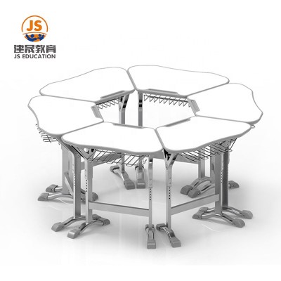 Aluminum Adjustable Collaborative learning school table and chair